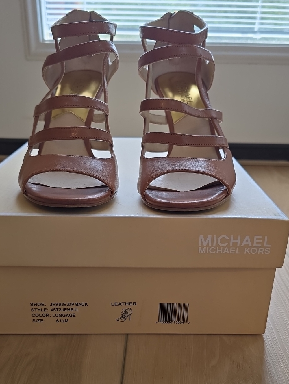 MICHAEL Michael Kors Tan Multi-Strap Open-Toe Heels - Picture 2 of 8
